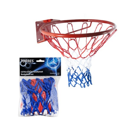 Купить Сетка баскетбольная Torres, нить 4 мм, бело-сине-красная в Кирсанове 